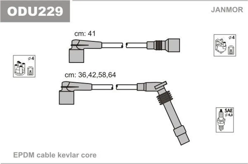 Kit Cavi Accensione JANMOR ODU229 per Opel Corsa B Astra F Classic