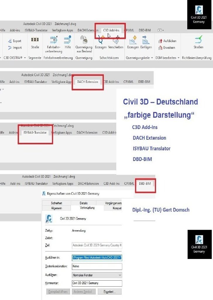 Cvil 3D Deutschland / Add-Ons, Add-Ins und mehr, Civil 3D Deutschland (farbige Darstellung)