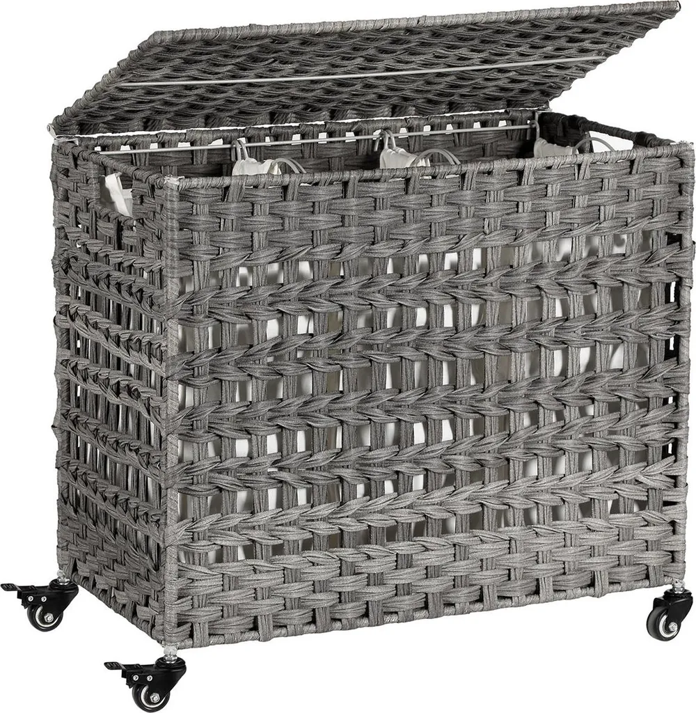 Panier à linge tissé à la main avec 3 compartiments de tri - Modèle XL