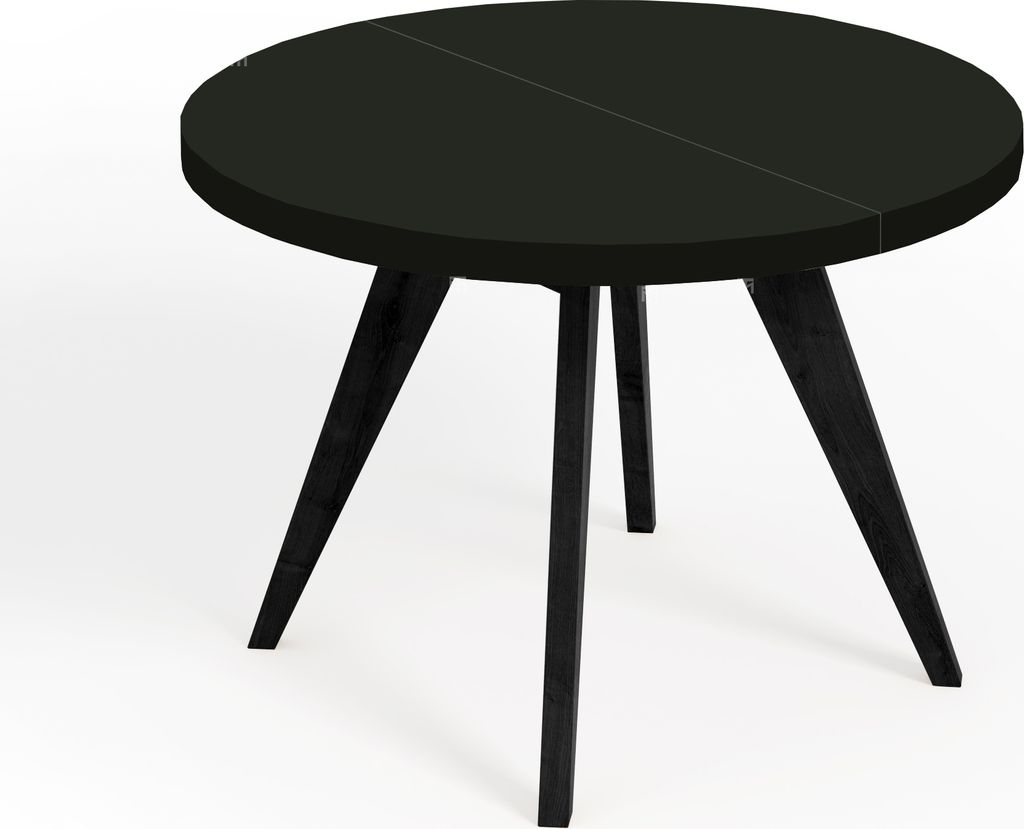 Runder Ausziehbarer Tisch für Esszimmer, LORA, Loft-Stil, Skandinavische, Durchmesser: 90 / 140 cm, Farbe: Schwarz