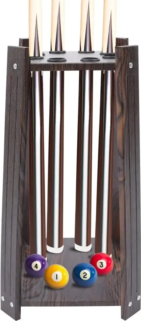 Support de queues de billard 8 trous en bois massif robuste marron