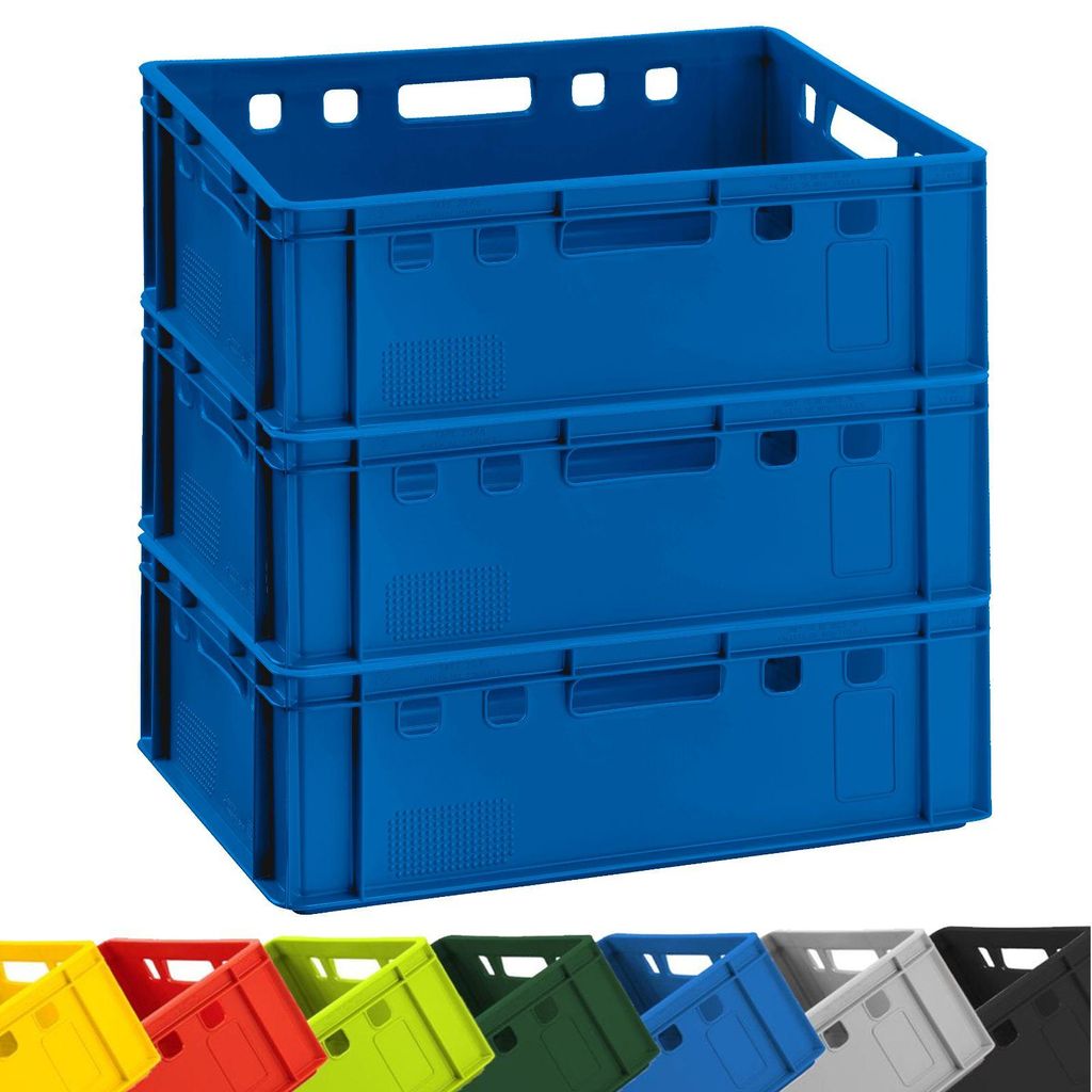 3x BURI Fleischkiste E2 Blau 60x40x20cm Lagerkiste, Produktbild 