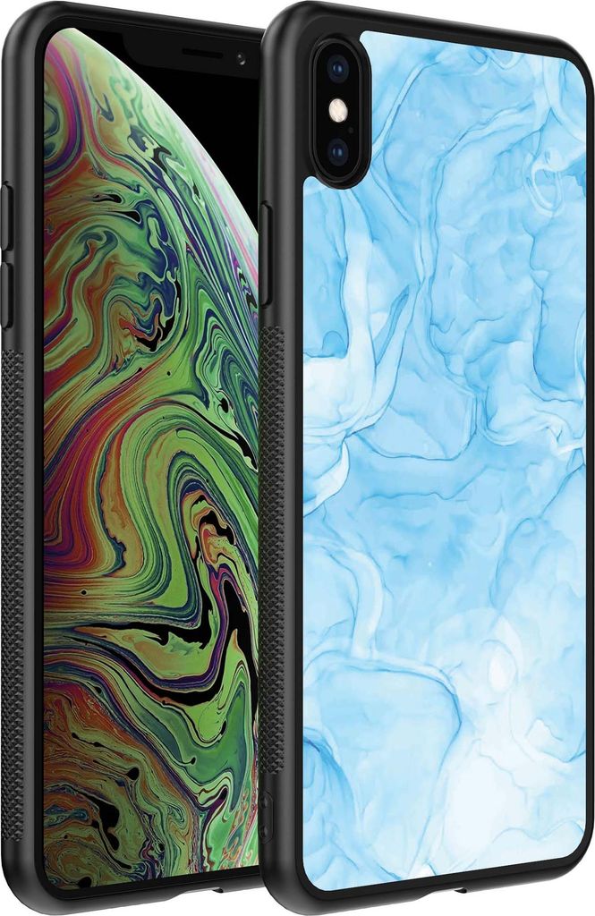Smartphonica Handyhülle für iPhone X/Xs mit Marmordruck - TPU-Hülle mit Marmor-Design - Hellblau