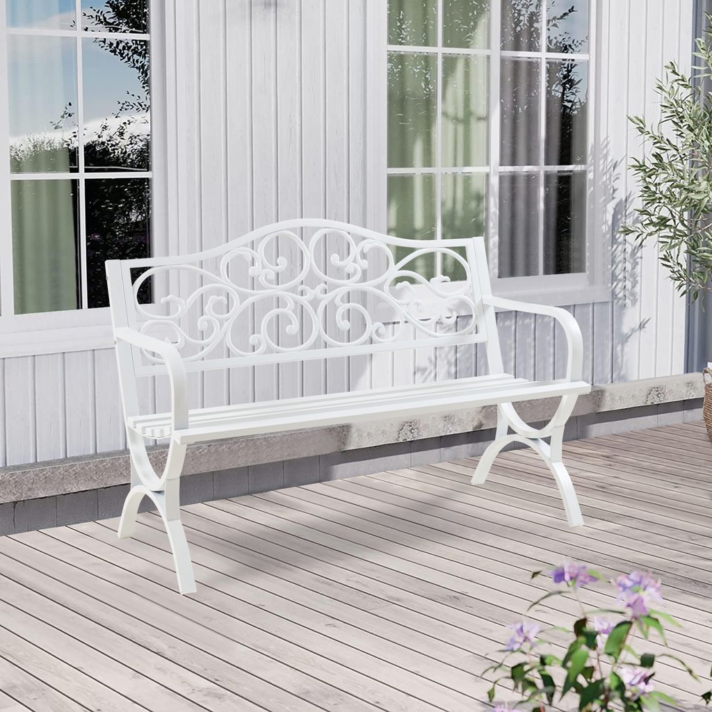 Záhradná lavica "Utav" pre 2-3 osoby oceľ 127 x 53 x 79 cm Obrázok produktu 