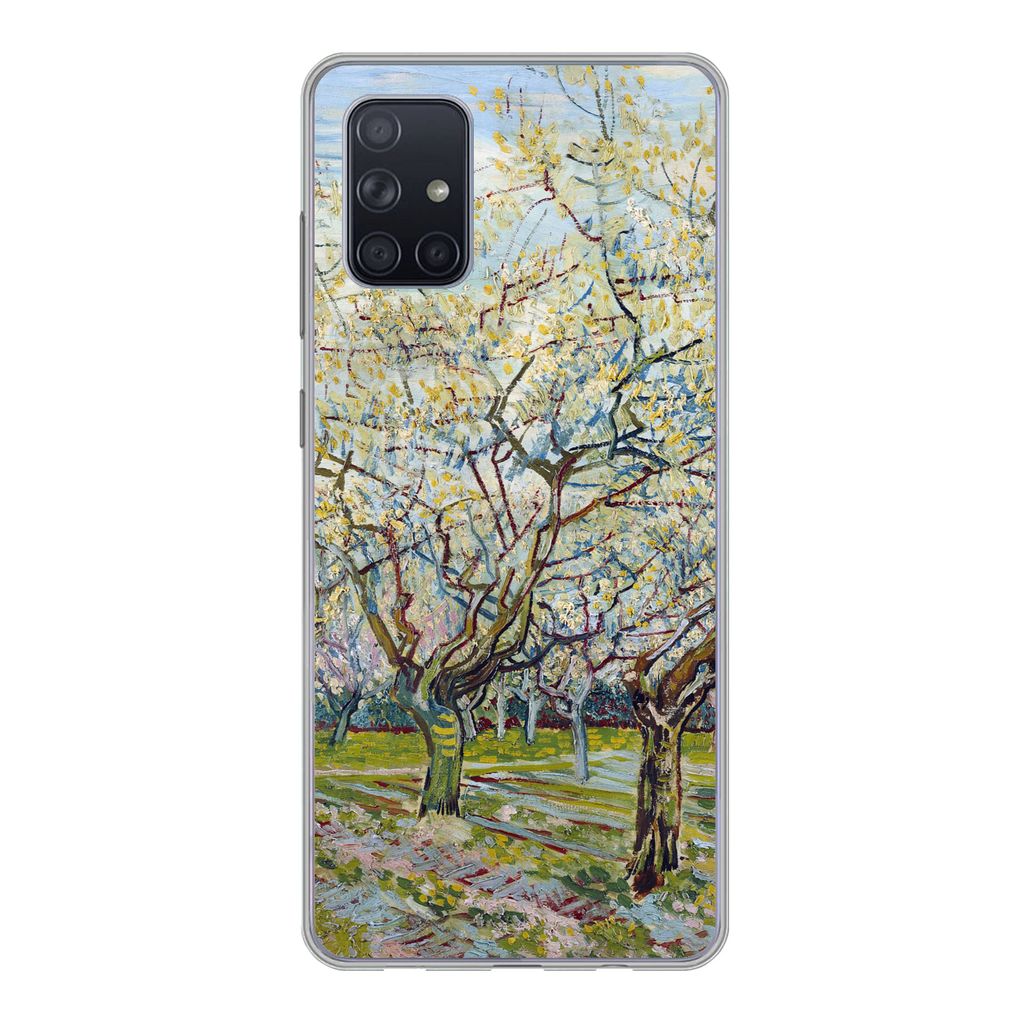MuchoWow Handyhülle Schutzhülle Hülle für Samsung Galaxy A51 Blühender Obstgarten - Vincent van Gogh Silikon Softcase Handy Hülle - Schutza...