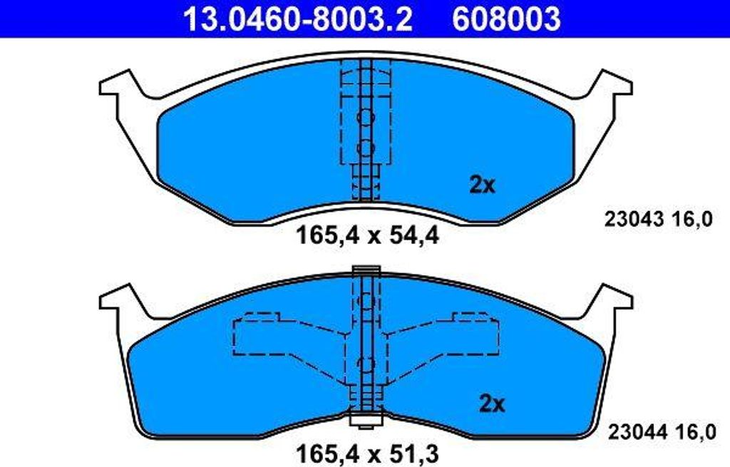 ATE 13.0460-8003.2 Bremsbelagsatz, Scheibenbremse OE 4797568 kompatibel mit 300 M, Concorde, Neon, Neon II, New Yorker, Vision, Voyager