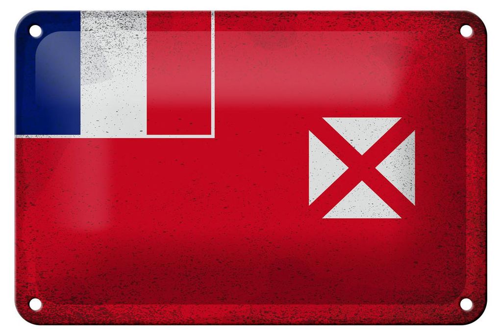 Blechschild Flagge Wallis und Futuna 18x12cm Wallis Vintage Dekoration