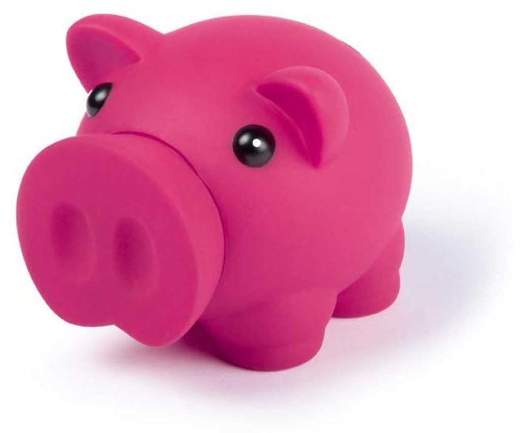 Sparschwein mit weicher Gummihülle in leuchtenden Farben, originelles Kindersparschwein mit Deckel, leicht und robust (fuchsia/pink)
