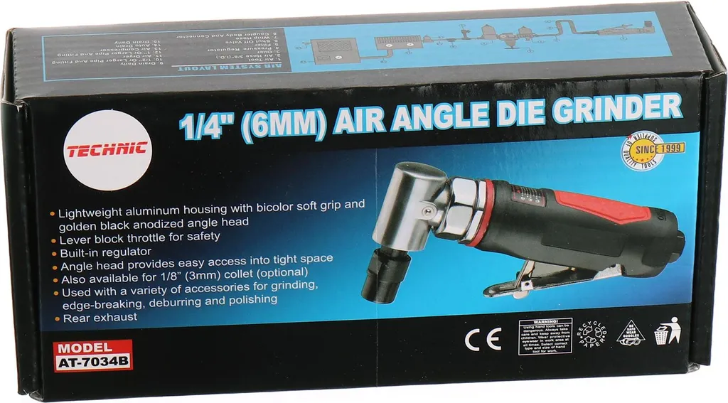 Meuleuse d'angle pneumatique Technic AT-7034B avec disque de 125mm