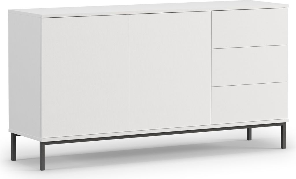 DESIGN MÖBEL Kommode mit Schubladen – Sideboard Holz, Highboard, TV Schrank, Schubladenschrank, Schlafzimmer Möbel (Querty Weiß)