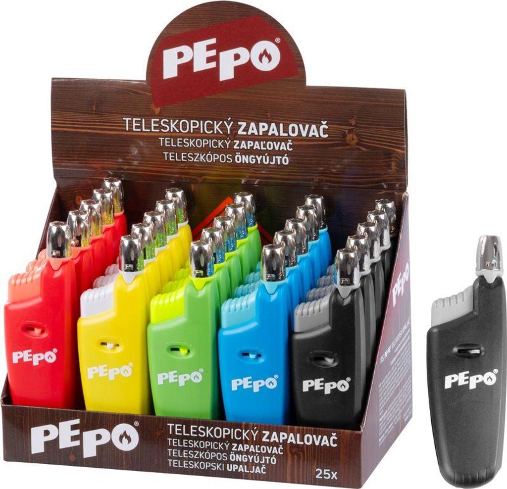 Feuerzeug PE-PO®, teleskopisch, Gas, Sellbox 25 Stück Produktbild 