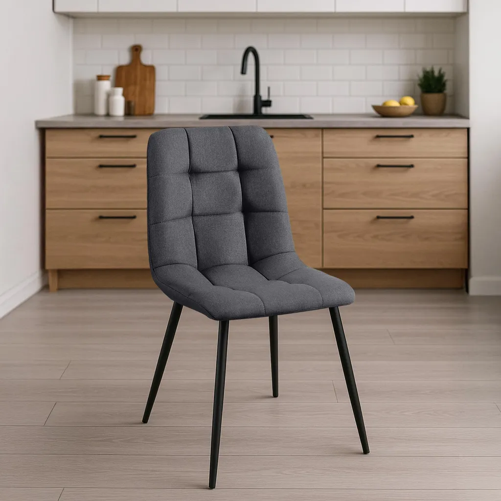 Chaise capitonnée grise Tilde pour table de salle à manger et confort - 3