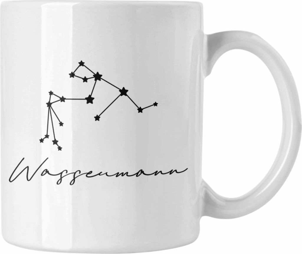 Trendation - Wassermann Sternzeichen Tasse Geschenk Horoskop Tierkreiszeichen (Weiß)