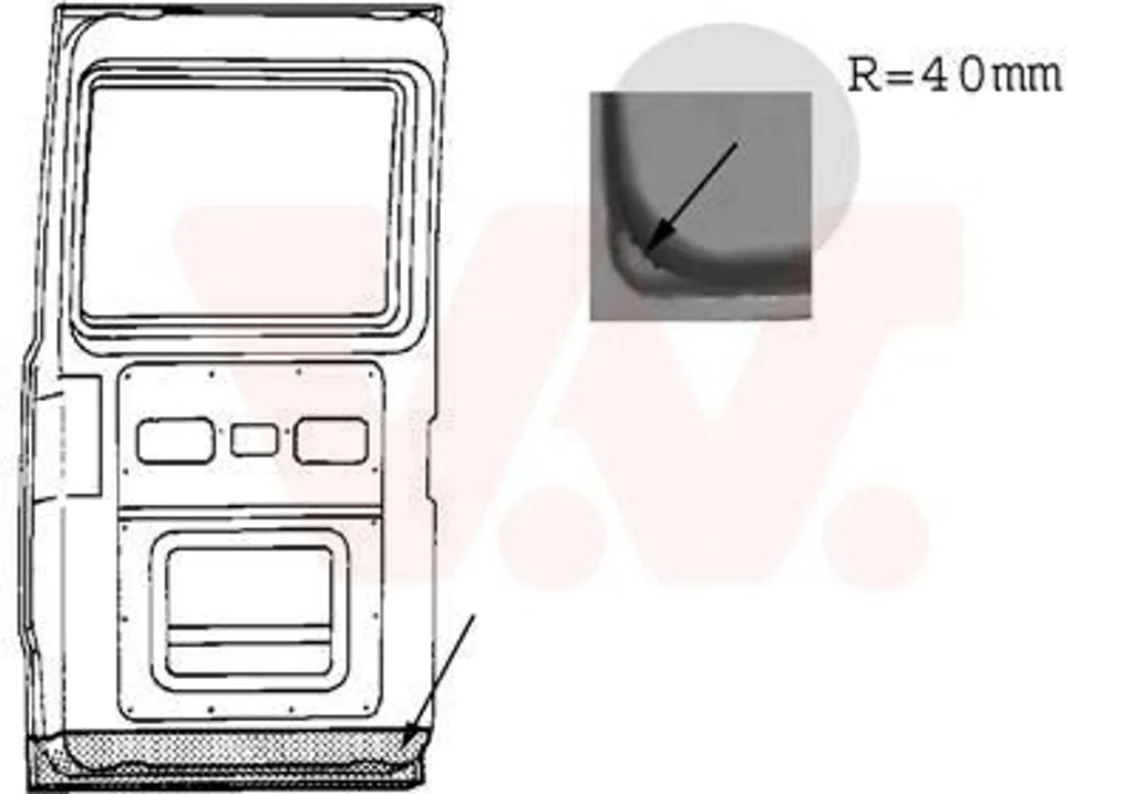 Porte arrière robuste Van Wezel 3070249 intérieur en acier renforcé