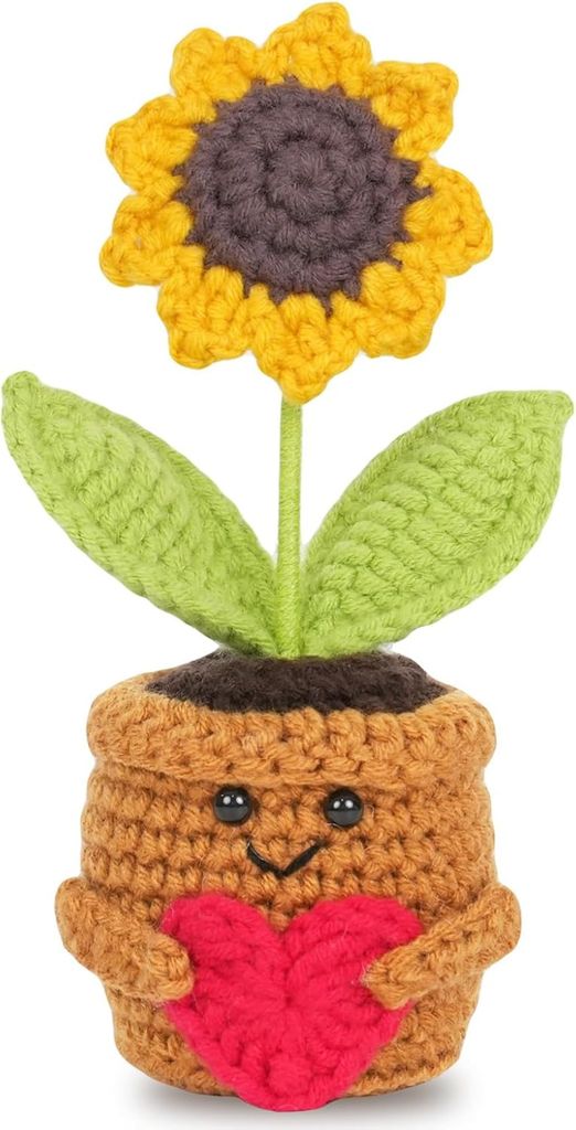 Pocket Hug Positive Sonnenblume, Kreative Strickwolle Sonnenblume Puppe, Muttertag Geburtstag Positive Kartoffel Deutsch Pocket Hug Glš¹cksbringe...