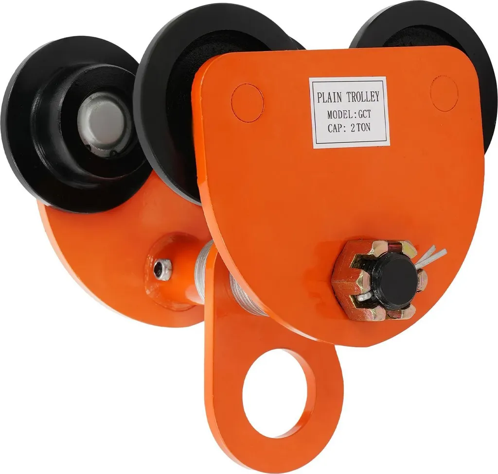 Chariot pour poutres en I manuel 2t en fer avec roues doubles orange