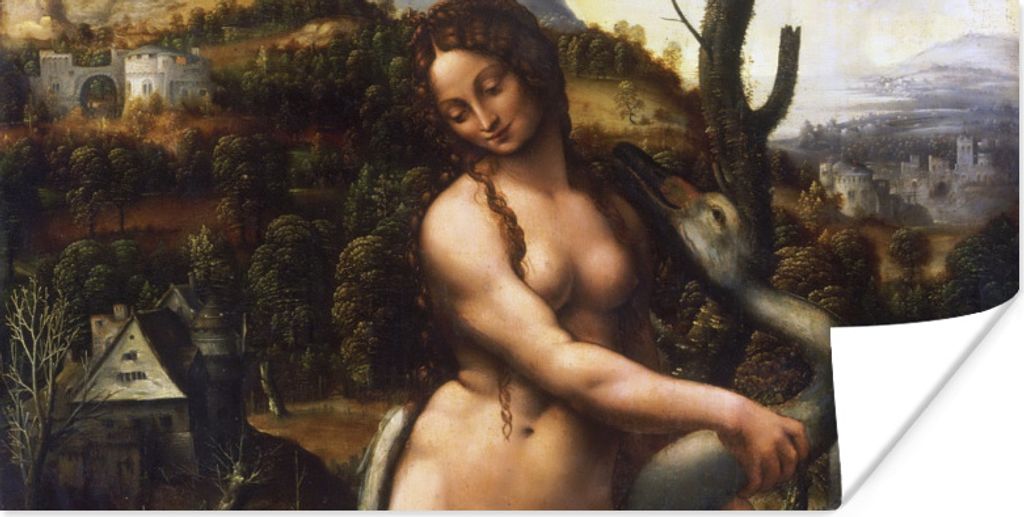 MuchoWow Poster Leda und der Schwan - Leonardo da Vinci 150x75 cm - ohne Rahmen