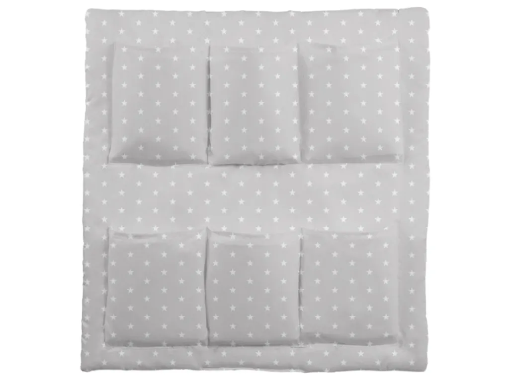 Organisateur de lit bébé Gris étoilé - Rangement suspendu en tissu doux