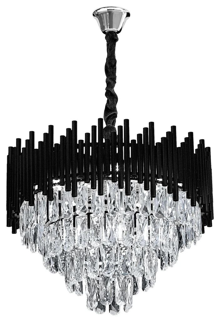 Toolight Hanglamp Met Kristallen G063-cp 50cm Black Productafbeelding 