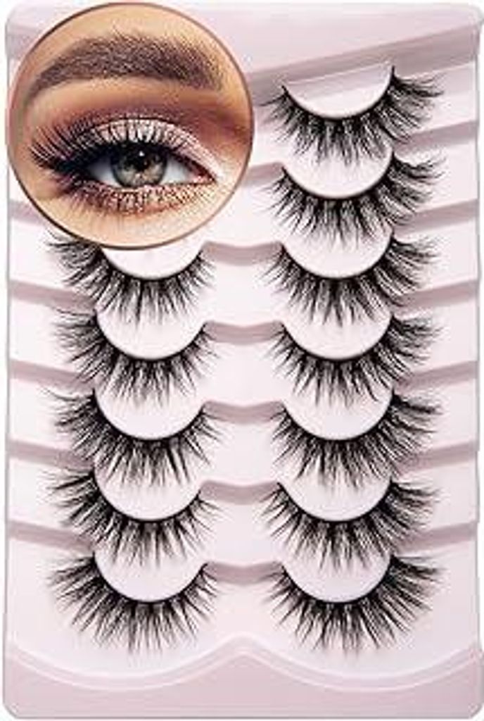 Onlyall Wimpern Künstliche Falsche Wimper Mink Fake Lashes 3D Volumenwimpern Fluffy False Eyelashes Cat Eye Weiche Dramatische Flauschige 16MM A04