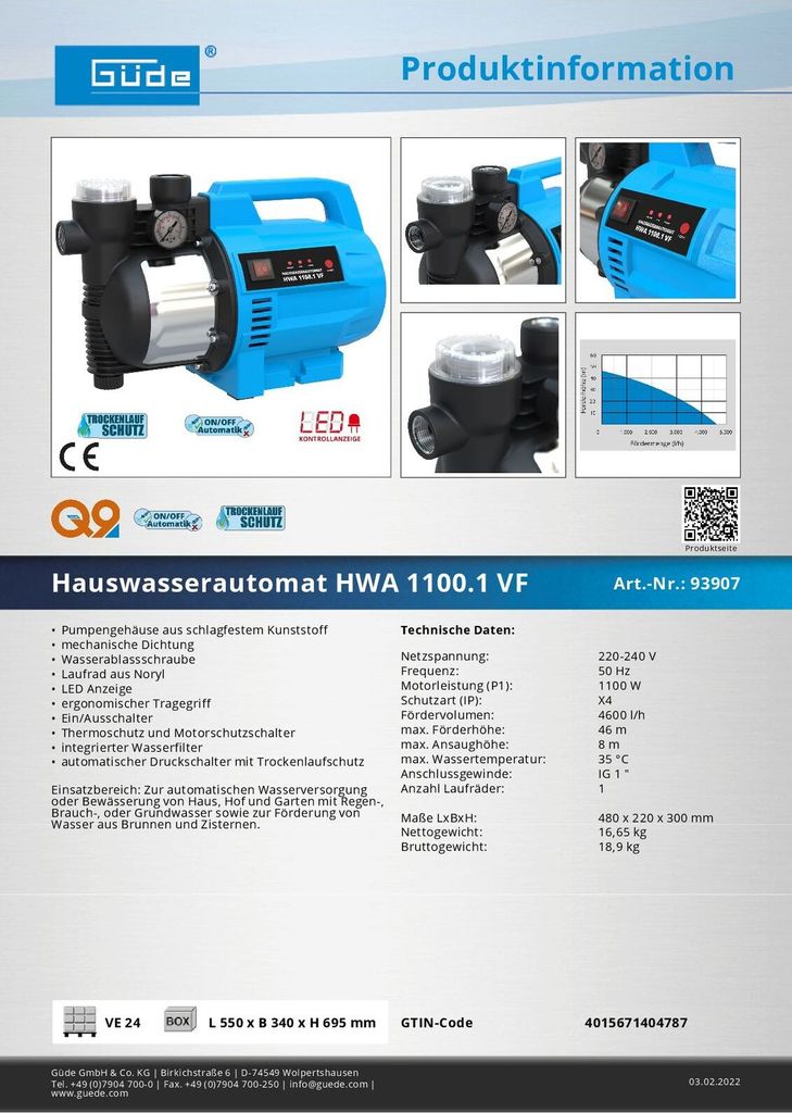 Hauswasserautomat HWA 1100.1 VF Produktbild 10