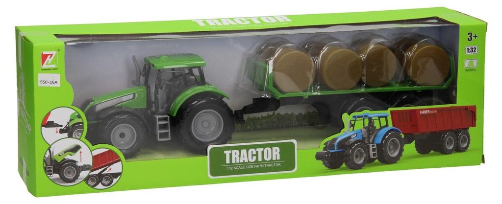 Tracteur avec remorque à balles 1:32 Image du produit 