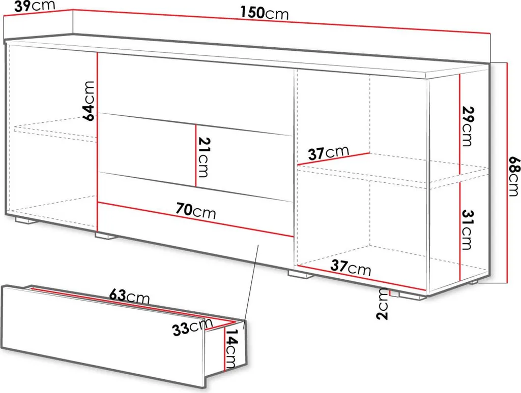 Commode MERISA 150 blanche et chêne pour optimiser votre rangement