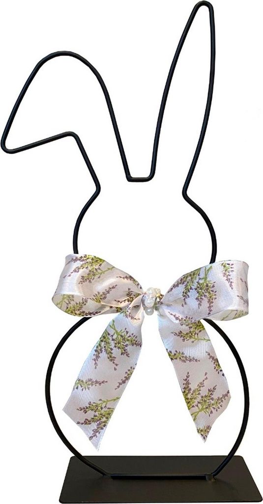 Dekofigur Osterhase m. Knickohr - Metall - schwarz - 40 cm - 0609-20