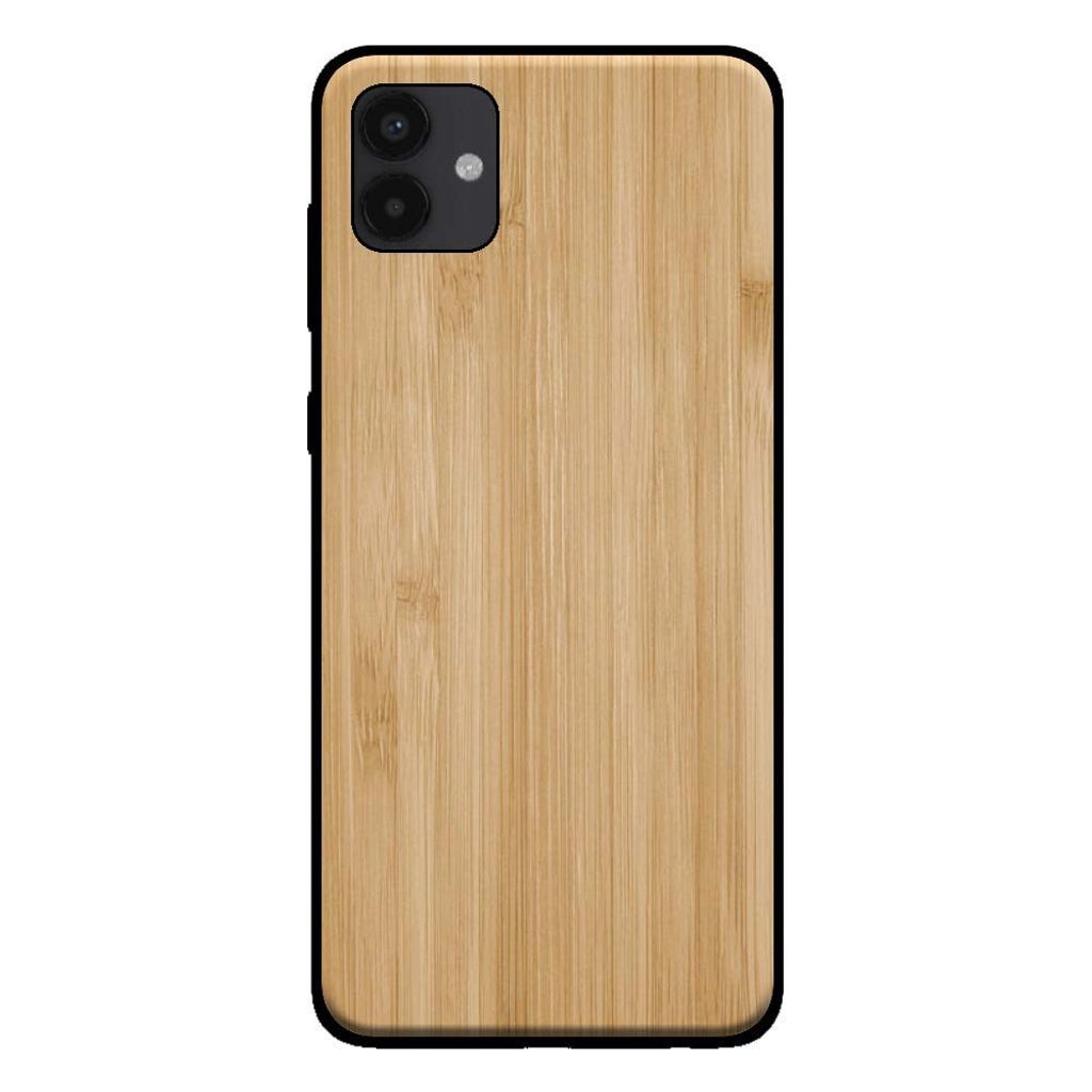 Smartphonica Handytasche für Samsung Galaxy A04 in Holzoptik - Rückwand Bambus Kunstholz Etui - Braun