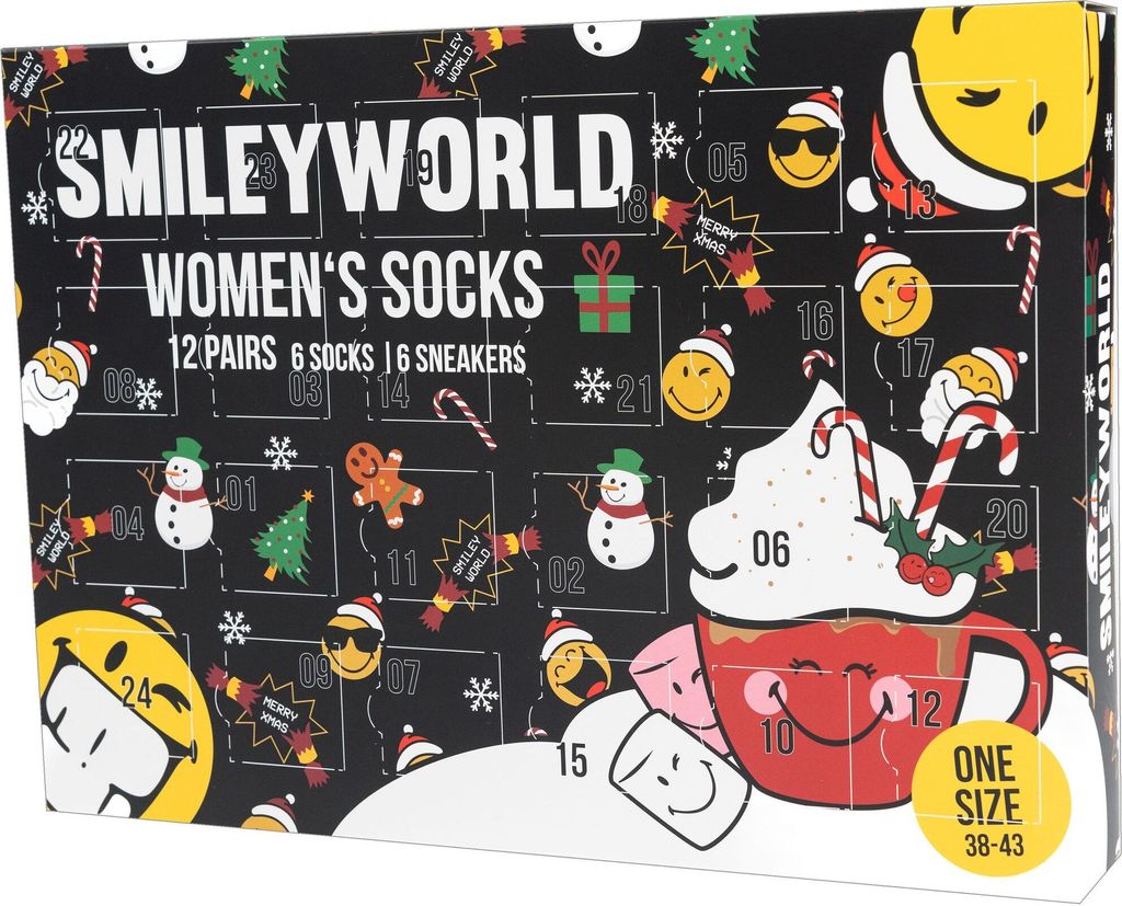 Smileyworld Adventskalender mit 12 Paar Socken Größe 38-43 Produktbild 6