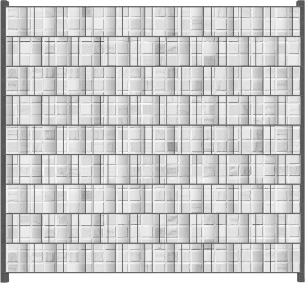 Wallario Zaunsichtschutz mit Motiv Fliesen im Bad weiß-grau für Ein- und Doppelstabmatten Zäune in der Größe 200 x 180 cm