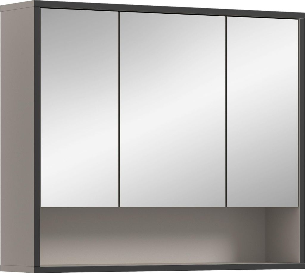 Bagno spiegelkast 3 spiegeldeuren lichtgrijs, crèmekleurig. Immagine del prodotto 