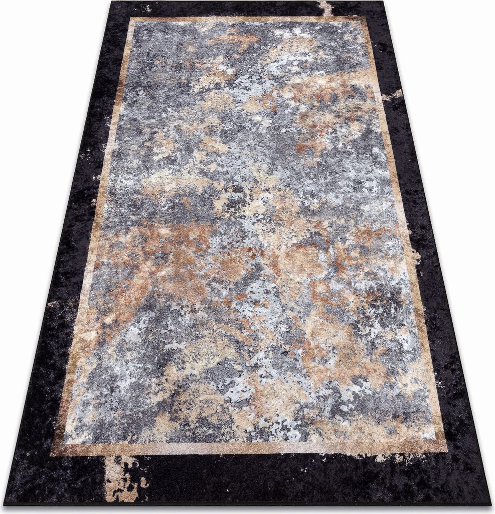 MIRO 51328.804 Waschteppich Abstraktion Anti-Rutsch - grau / gold Grau 160x220 cm