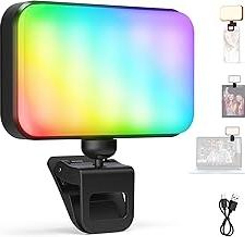 NEEWER Entry Level Version LED RGB Selfie Licht, 91 LEDs, Handy Videolicht mit Clip, kompatibel mit iPhone, 20 Effekte CRI92 1000mAh, Phone Light f...