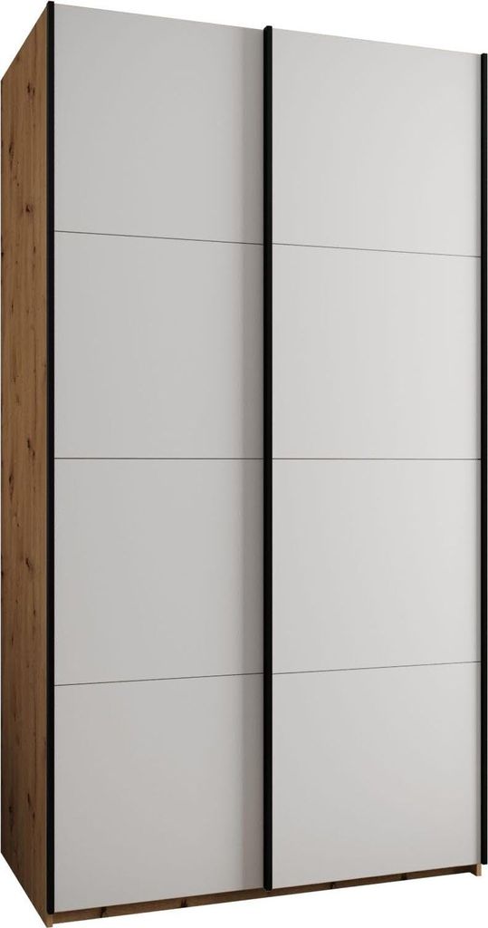 MEBLE KRYSPOL LUX 1 Kleiderschrank - 245,5x140x64cm - Artisan, Weiß, Schwarz