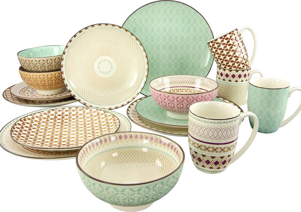 CreaTable, 20310, Mandala Bunt, Kombiservice 16-tlg, Steinzeug