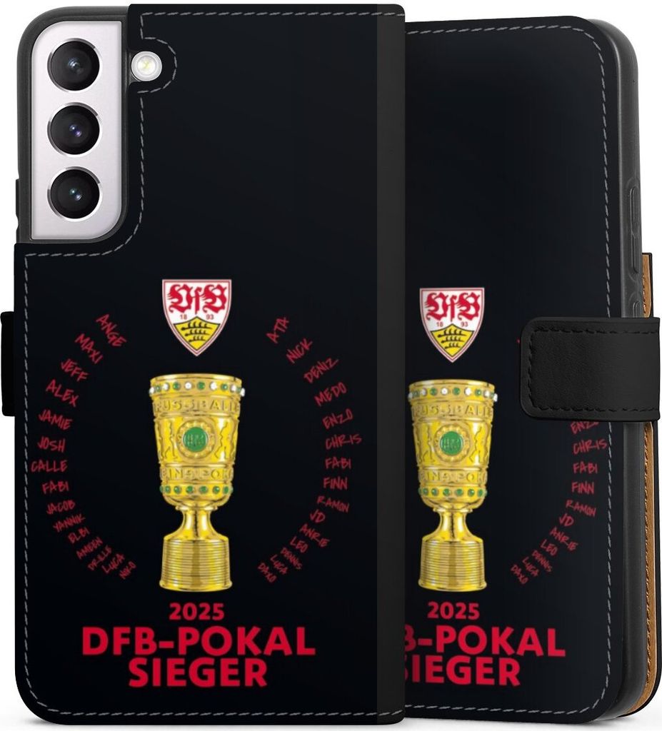 DeinDesign Klapphülle für Samsung Galaxy S22+ Handytasche Lederhülle Tasche Offizielles Lizenzprodukt Pokal VfB Stuttgart