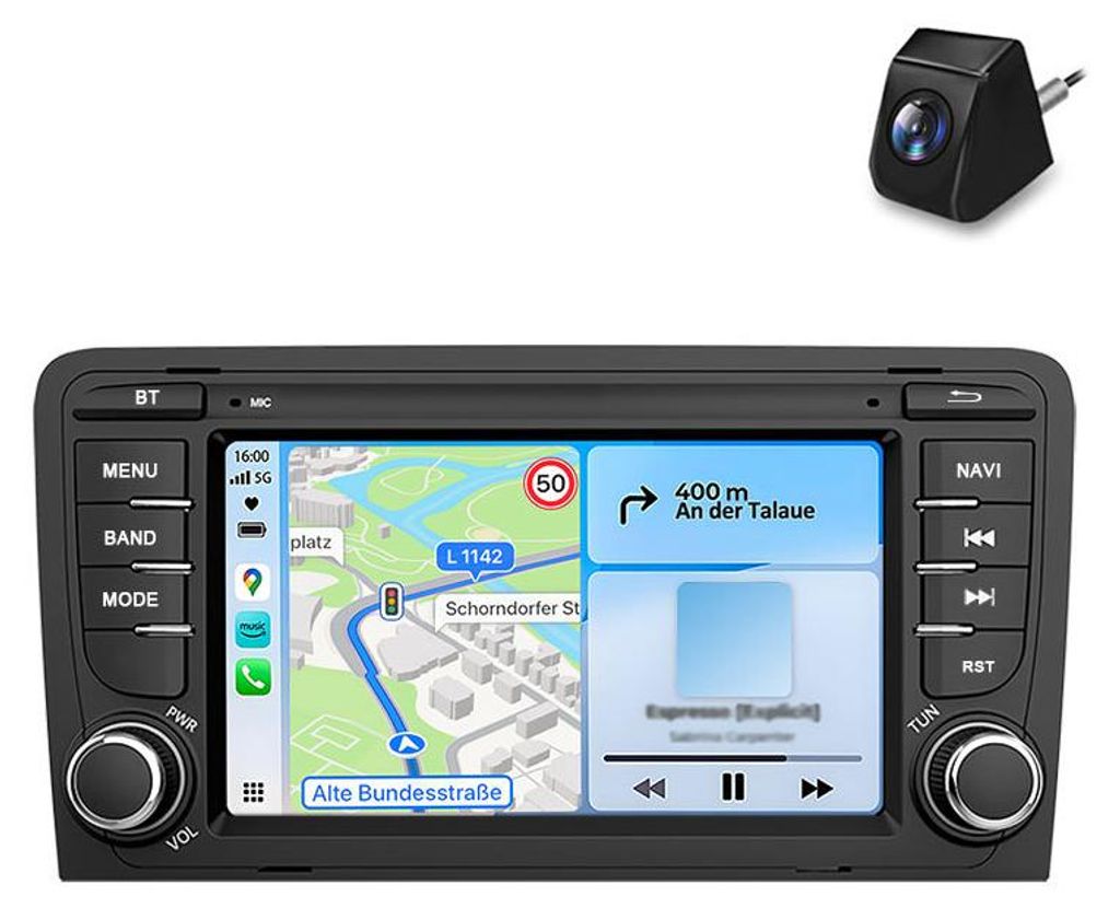 Autoradio mit Rückfahrkamera für Audi A3 8P 2003-2012 Produktbild 