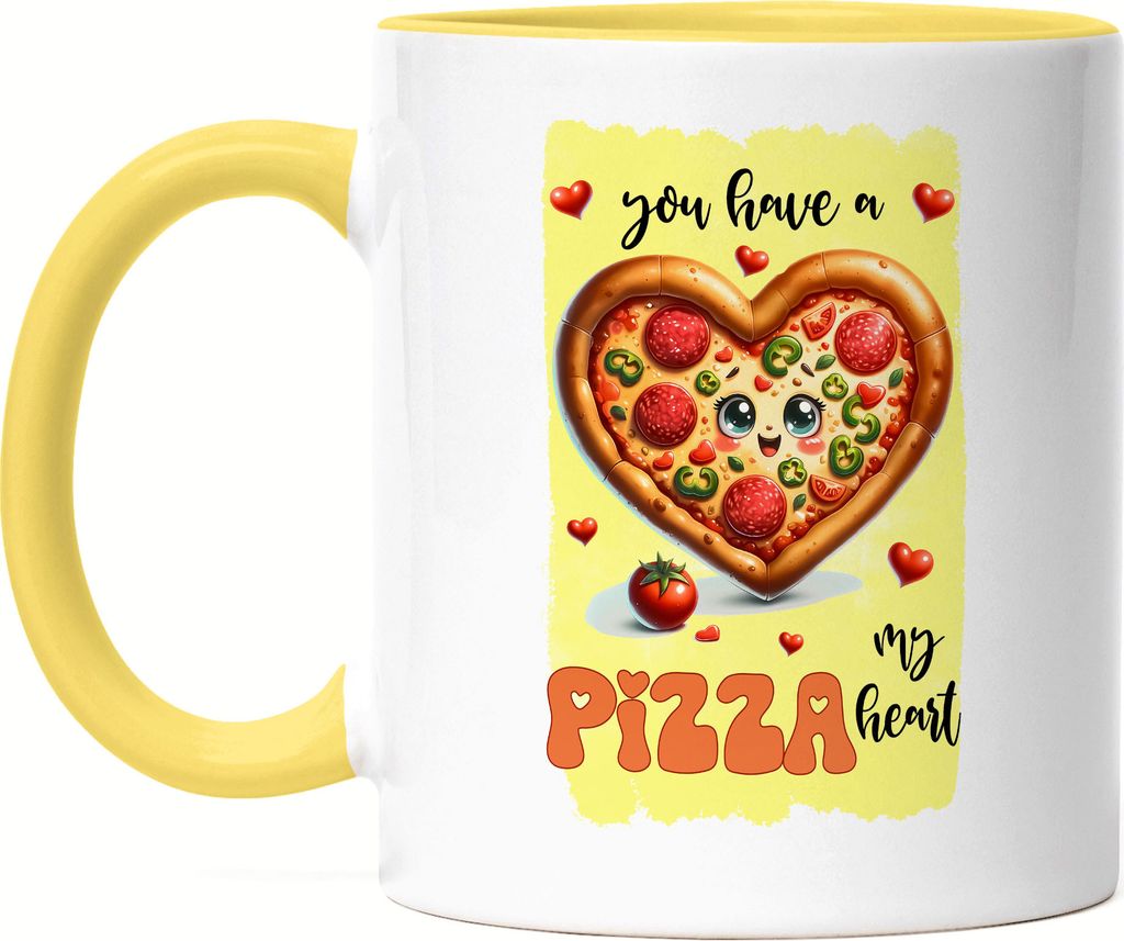 You Have a Pizza My Heart Tasse Gelb Pizza Liebe Herz Valentinstag Geschenk