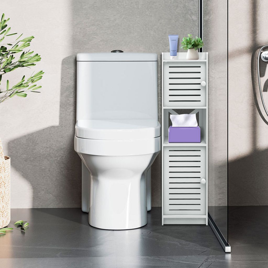 DazHom Klopapier-Badschrank weiß freistehend schmal Produktbild 