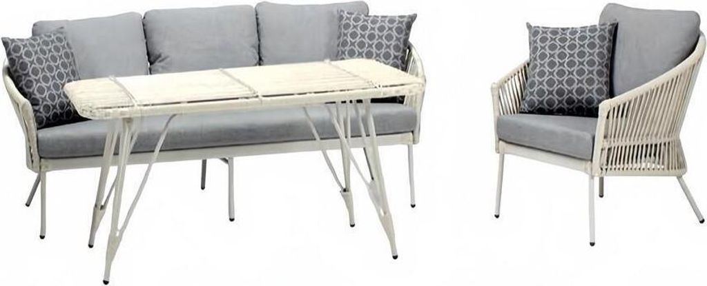 Sofa 3 Sitzer Grau Sessel Couchtisch Sitzmöbel Hochwertig Möbel Garten Terrasse