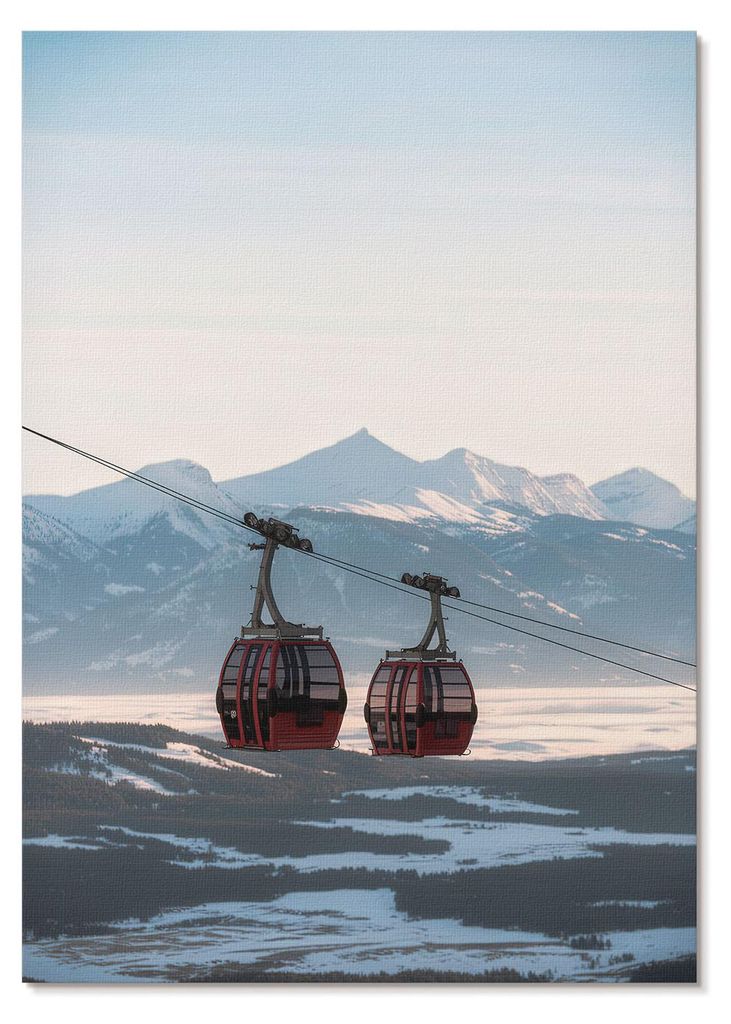 POSTER - 21x29 cm (A4) - Lunore - Winterliche Berglandschaften mit Seilbahn - Wandbild für Wohnzimmer Schlafzimmer & Flur, Modernes Poster Wanddek...
