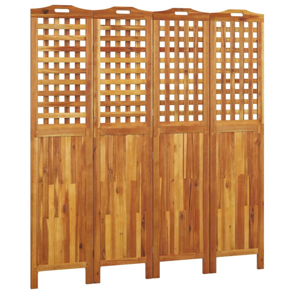 vidaXL 4dílný paraván 162x2x180 cm z masivního dřeva akácie Obrázek produktu 