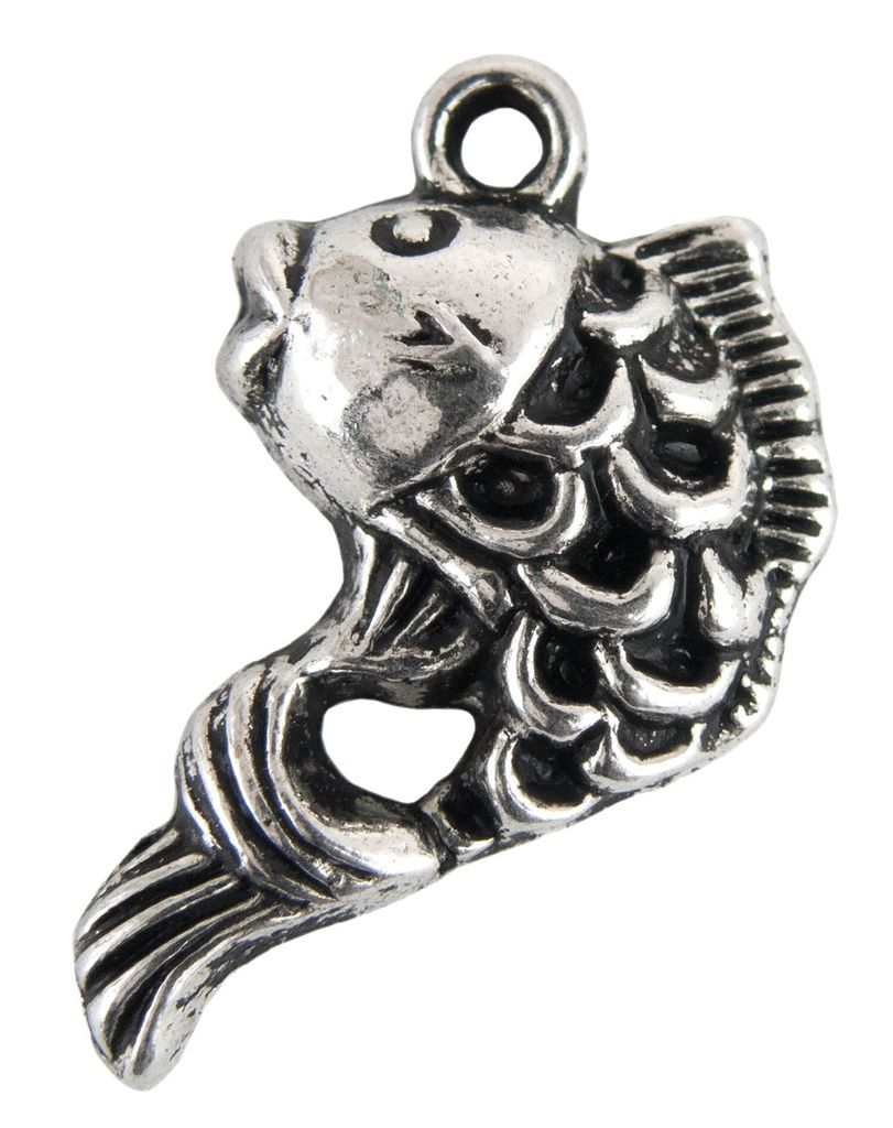 40 Charm Anhänger Geschenkanhänger 'Fisch', 12 x 20 mm, altsilber