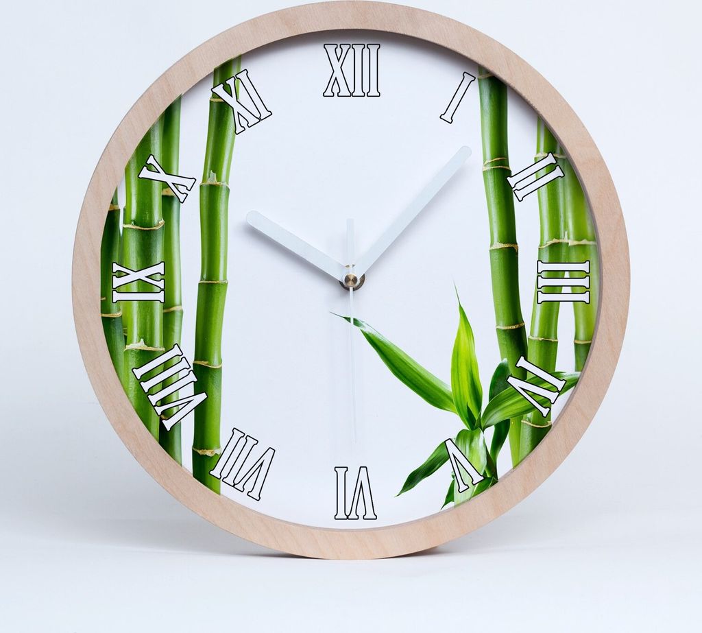 Holzuhr 30fi cm wanduhr - weiße Spitzen - Bambus