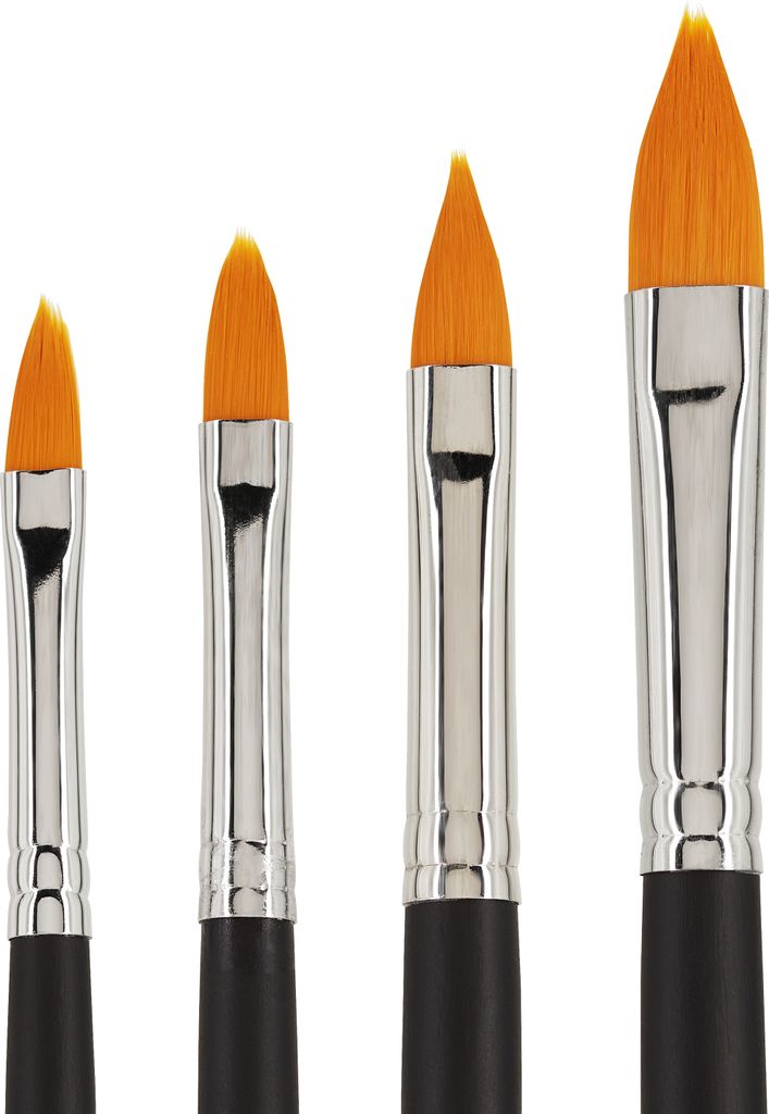 VBS Katzenzungenpinsel BASIC Set 4 Stück Pinselset für Acryl und Aquarell Malerei