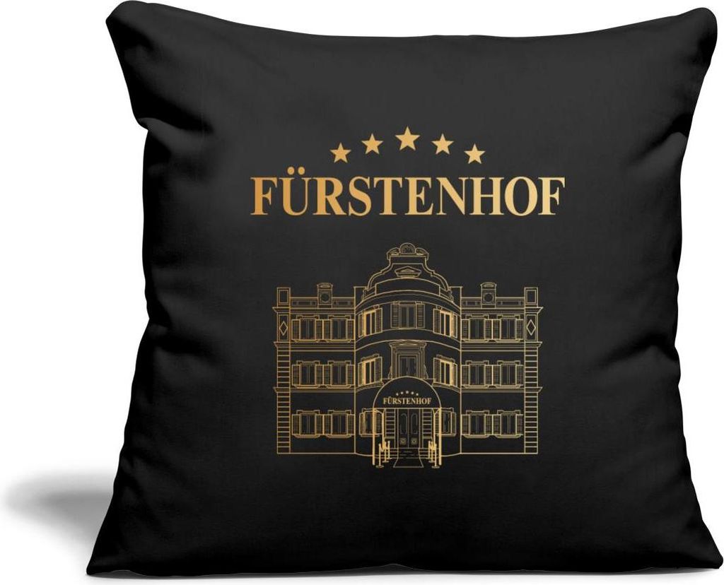 Spreadshirt Sturm Der Liebe Hotel Fürstenhof Logo Kissenbezug 45x45 cm, One size, Schwarz