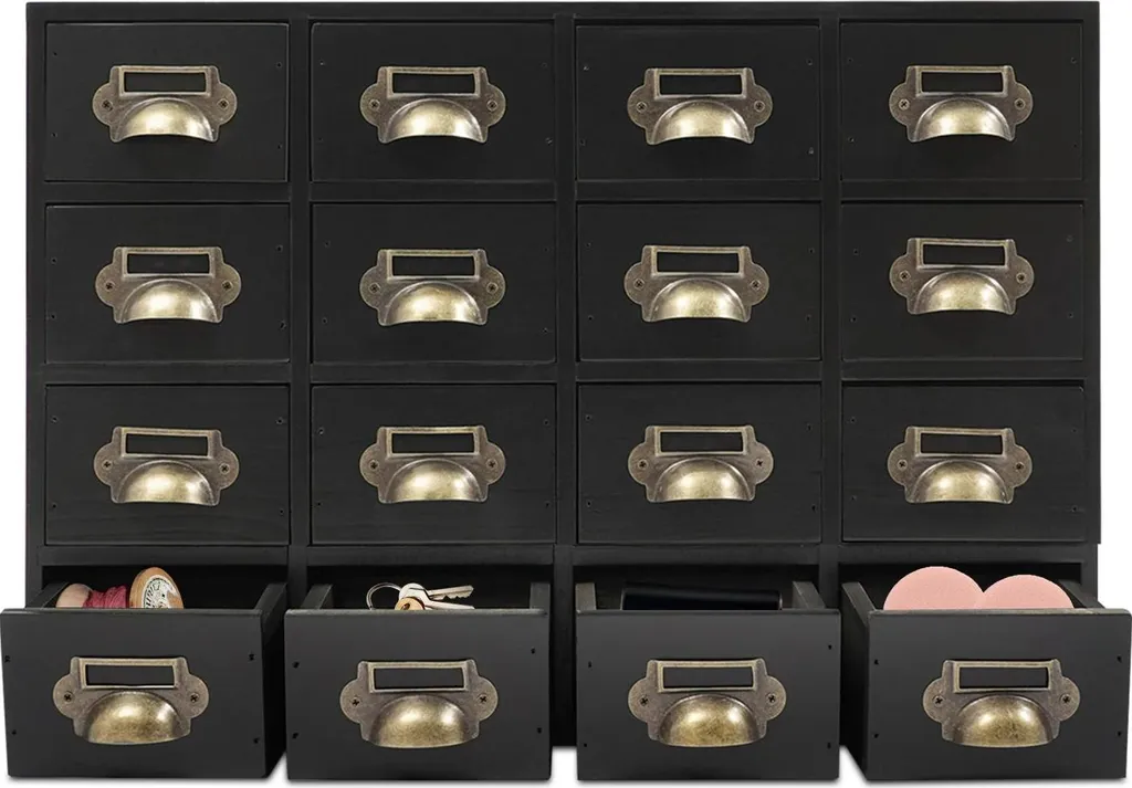 Armoire de rangement 16 compartiments noire au design écologique MOD-80