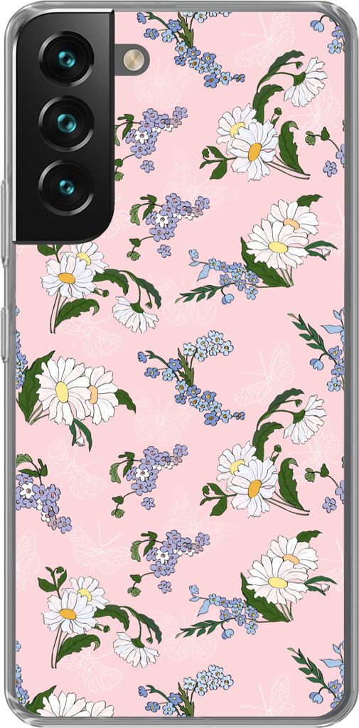 MuchoWow Handyhülle Schutzhülle Hülle für Telefoonhoesje Samsung Galaxy S22 Plus Muster - Vergissmeinnicht - Blumen - Mädchen - Kinder - Kin...