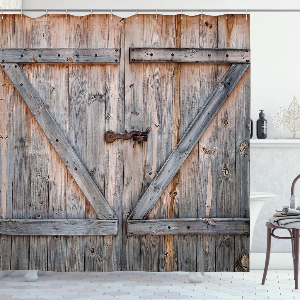 Tenda Doccia ABAKUHAUS Porta Garage Vintage - Stile Country 175x200